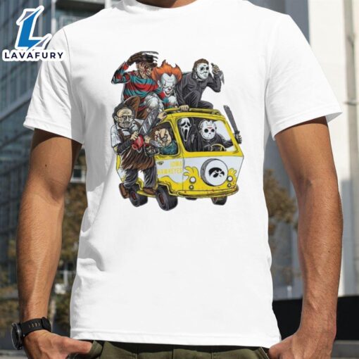 Iowa Hawkeyes Horror Movies Characters Bus Halloween 2024 T-Shirts