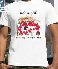 Just A Girl Who Loves Fall And Ole Miss Peanut Cartoon Halloween T-Shirts