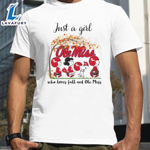 Just A Girl Who Loves Fall And Ole Miss Peanut Cartoon Halloween T-Shirts