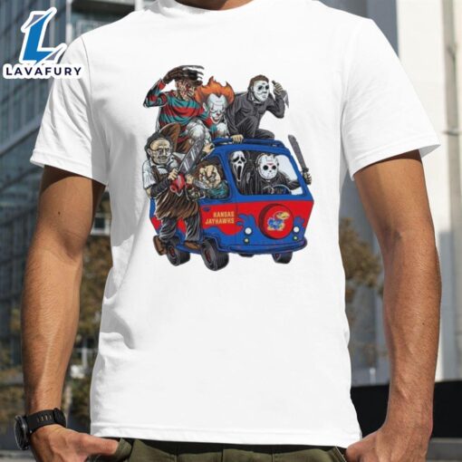 Kansas Jayhawks Horror Movies Characters Bus Halloween 2024 T-Shirts