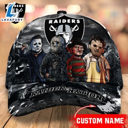 Las Vegas Raiders  NFL Personalized Trending Cap Mixed Horror Movie Characters