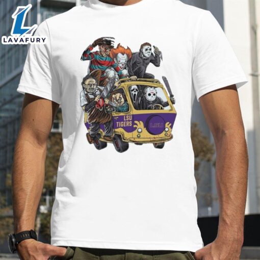 Lsu Tigers Horror Movies Characters Bus Halloween 2024 T-Shirts