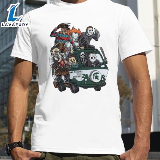 Michigan State Spartans Horror Movies Characters Bus Halloween 2024 T-Shirts