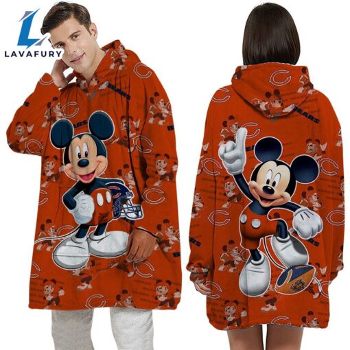 NFL Chicago Bears Mickey Mouse Blanket Hoodie