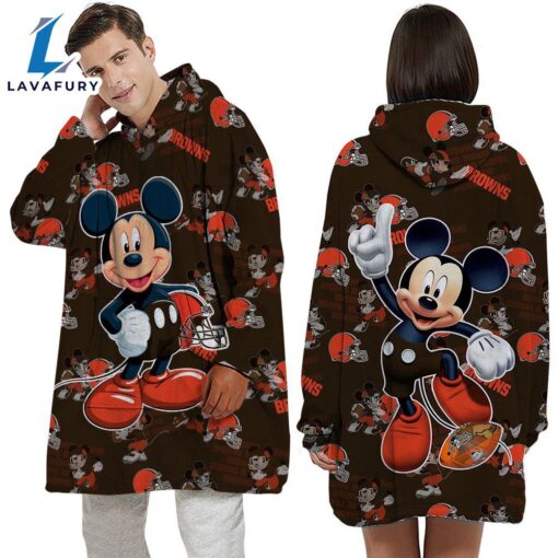 NFL Cleveland Browns Mickey Mouse Blanket Hoodie