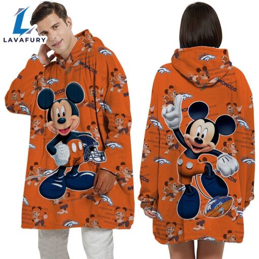 NFL Denver Broncos Mickey Mouse Blanket Hoodie