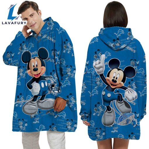 NFL Detroit Lions Mickey Mouse Blanket Hoodie