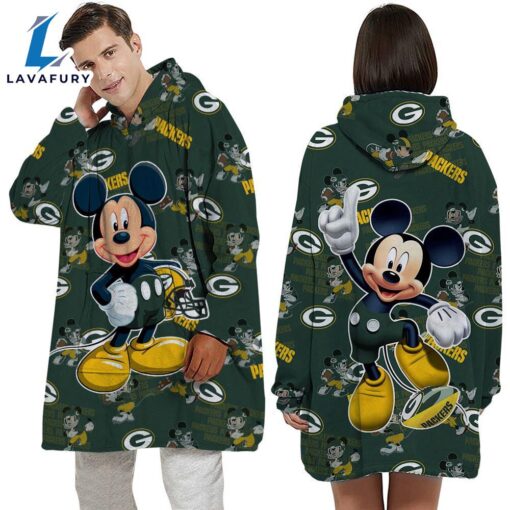 NFL Green Bay Packers Mickey Mouse Blanket Hoodie