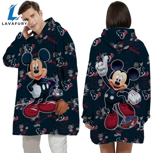 NFL Houston Texans Mickey Mouse Blanket Hoodie