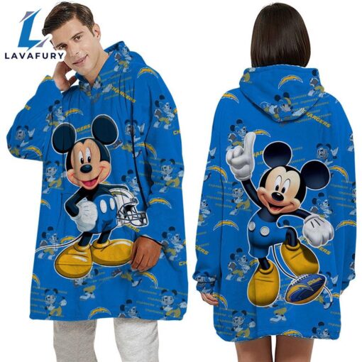 NFL Los Angeles Chargers Mickey Mouse Blanket Hoodie