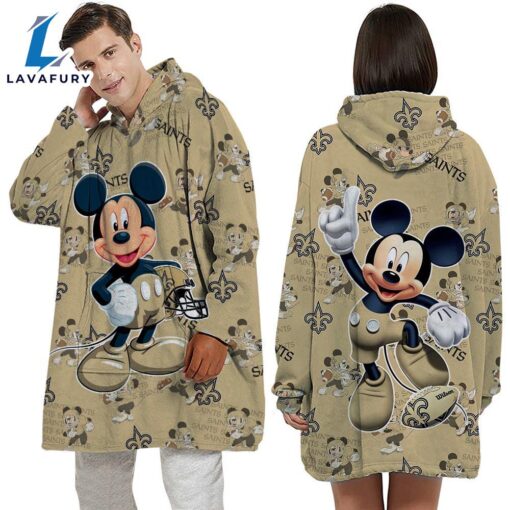 NFL New Orleans Saints Mickey Mouse Blanket Hoodie