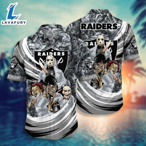 Oakland Raiders NFL  Halloween Horror Movies Hawaiian Shirts