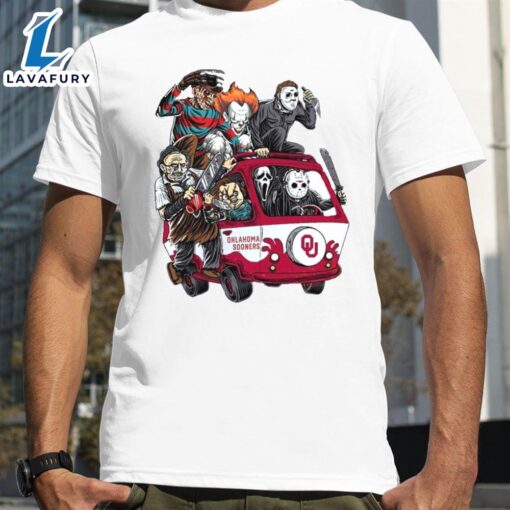 Oklahoma Sooners Horror Movies Characters Bus Halloween 2024 T-Shirts