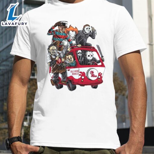 Ole Miss Rebels Horror Movies Characters Bus Halloween 2024 T-Shirts