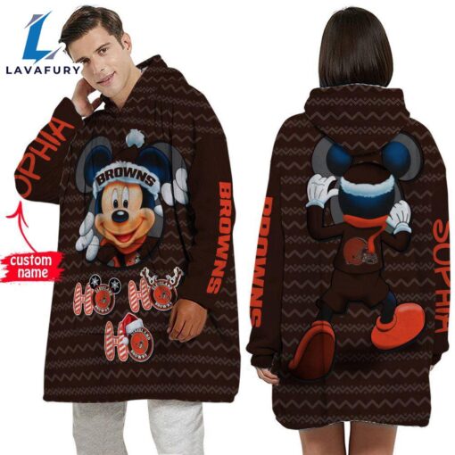 Personalized NFL Cleveland Browns Disney Mickey Blanket Hoodie