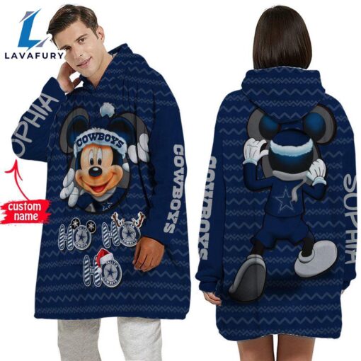 Personalized NFL Dallas Cowboys Disney Mickey Blanket Hoodie