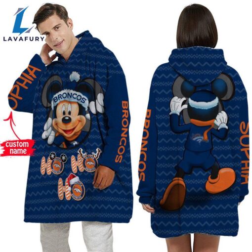 Personalized NFL Denver Broncos Disney Mickey Blanket Hoodie