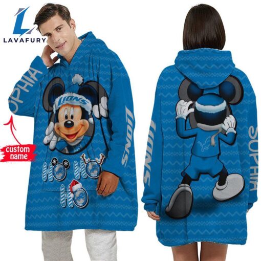 Personalized NFL Detroit Lions Disney Mickey Blanket Hoodie