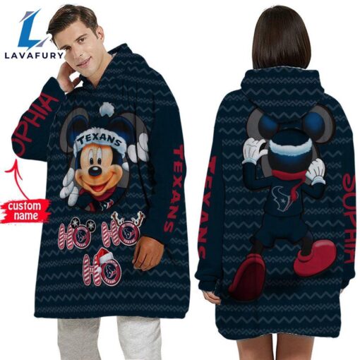 Personalized NFL Houston Texans Disney Mickey Blanket Hoodie