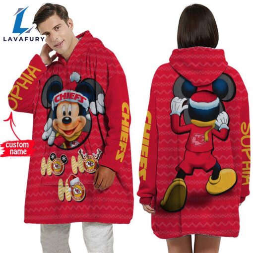 Personalized NFL Kansas City Chiefs Disney Mickey Blanket Hoodie