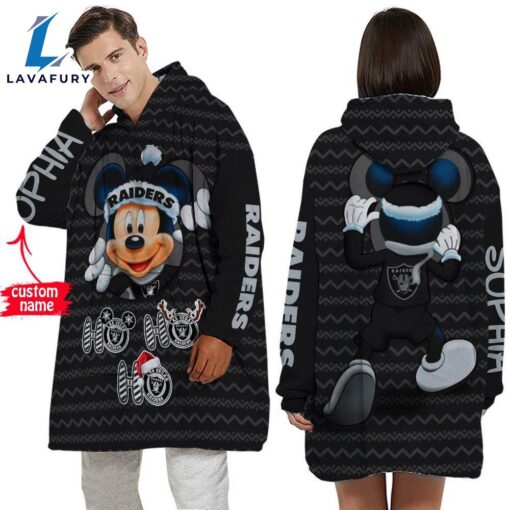 Personalized NFL Las Vegas Raiders Disney Mickey Blanket Hoodie