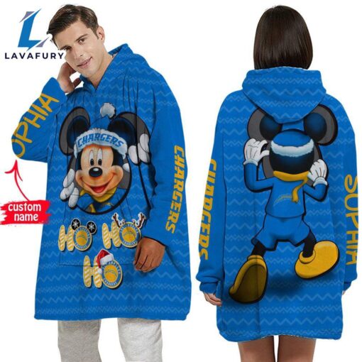 Personalized NFL Los Angeles Chargers Disney Mickey Blanket Hoodie