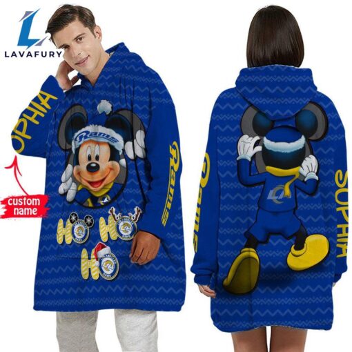 Personalized NFL Los Angeles Rams Disney Mickey Blanket Hoodie