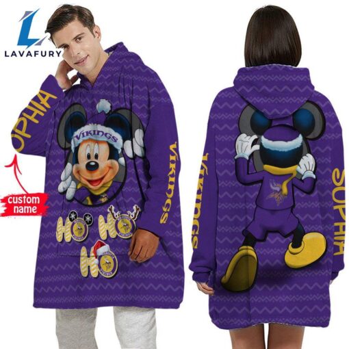 Personalized NFL Minnesota Vikings Disney Mickey Blanket Hoodie