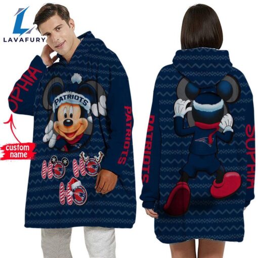 Personalized NFL New England Patriots Disney Mickey Blanket Hoodie