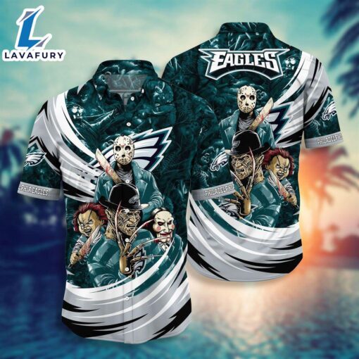 Philadelphia Eagles NFL  Halloween Horror Movies Hawaiian Shirts