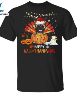 Pug Happy HalloThanksMas Shirt Thanksgiving…