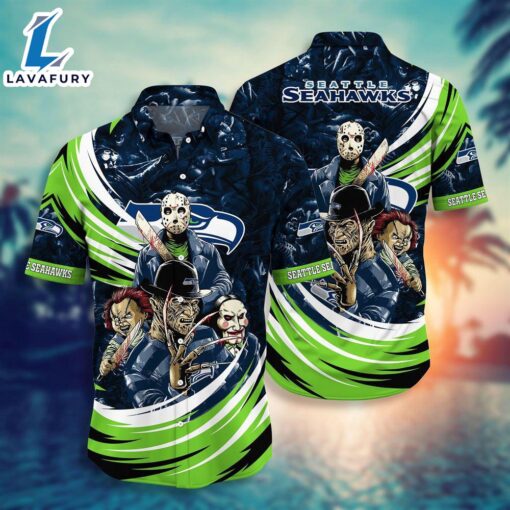 Seattle Seahawks NFL  Halloween Horror Movies Hawaiian Shirts