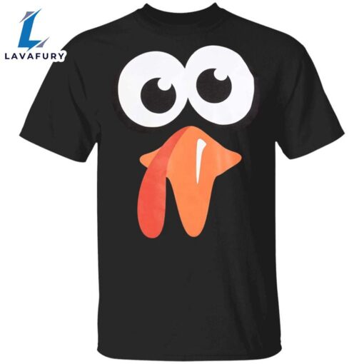 Silly Turkey Face Thanksgiving T-Shirt Humor Cartoon Designs Thanksgiving Presents Unisex Tees