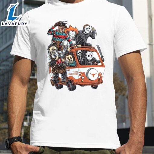 Texas Longhorns Horror Movies Characters Bus Halloween 2024 T-Shirts