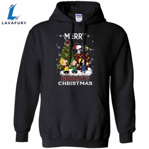 Texas State Bobca Snoopy And Friends Merry Christmas Hoodie