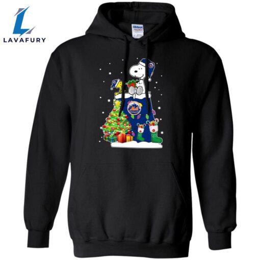 This Awesome New York Mets Snoopy &Amp Woodstock Christmas Shirt Hoodie