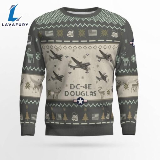 Air Force Ugly Christmas Sweater, Douglas DC-4E DC4E Aircraft  Ugly Christmas Sweater