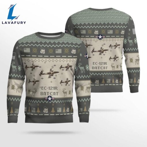 Air Force Ugly Christmas Sweater, EC-121R Super Constellation, Batcat EC121R Aircraft  Ugly Christmas Sweater