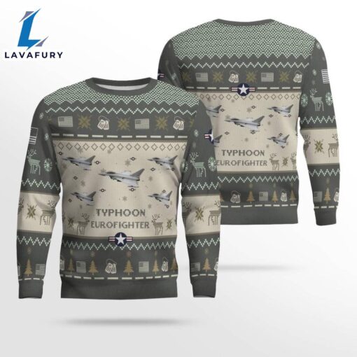 Air Force Ugly Christmas Sweater, Eurofighter Typhoon Aircraft  Ugly Christmas Sweater