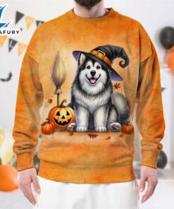 Alaskan Malamute Dog In Spooky…