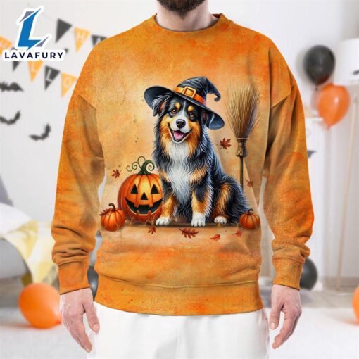 Australian Shepherd Dog In Spooky Autumn Halloween 3D Shirt