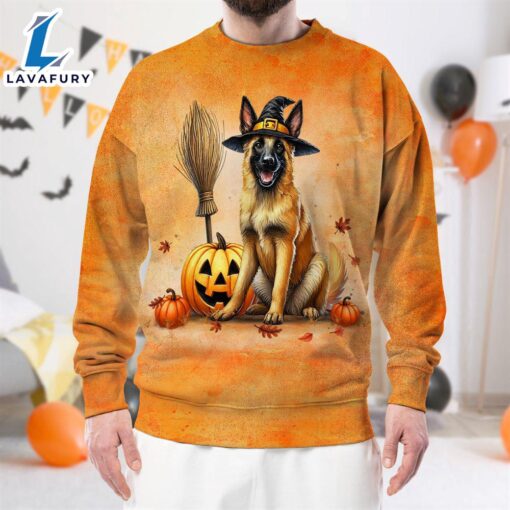 Belgian Malinois Dog In Spooky Autumn Halloween 3D Shirt