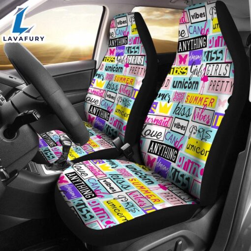 Best Abstract Pattern With Slogan, Grunge Elements Premium Custom Car Seat Covers Decor Protector