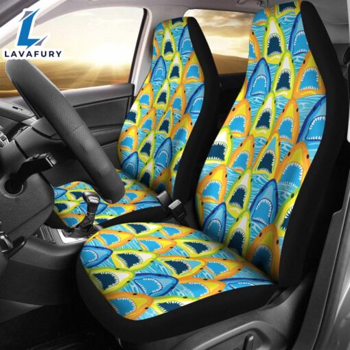 Best Abstract Seamless Pattern With Sharks Premium Custom Car Seat Covers Decor Protector