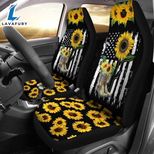 Best America Flag Sunflower Premium Custom Car Seat Covers Decor Protector