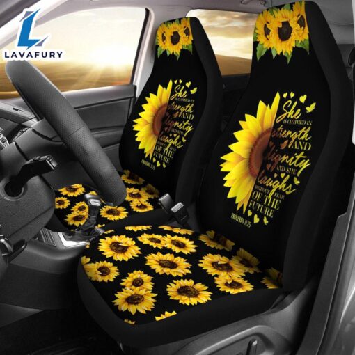 Best Christian Bible Verse Sunflower Scripture Religious Premium Custom Car Seat Covers Decor Protector