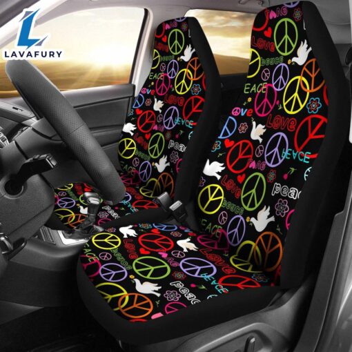 Best Hippie Wallpaper With Peace Symbol And Doves Premium Custom Car Seat Covers Decor Protector