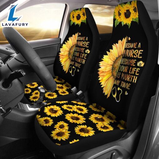 Best I Became A Nurse Sunflower Seat Covers Car Decor Car Protector