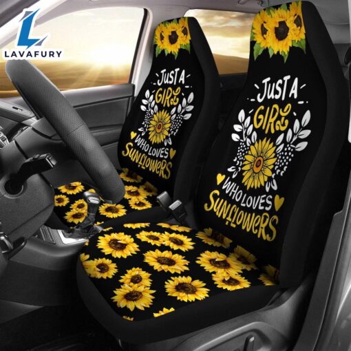 Best Just A Girl Sunflower Florist Premium Custom Car Seat Covers Decor Protector