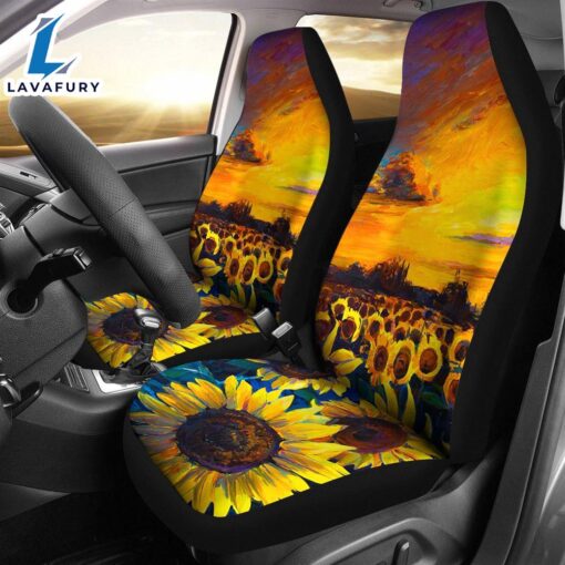 Best New Beautiful Sunflower Art Premium Custom Car Seat Covers Decor Protector